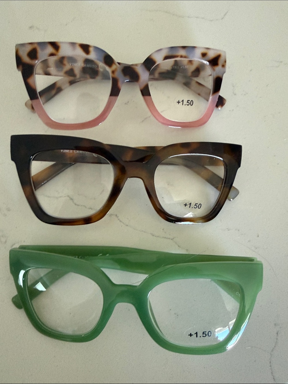 Vince Camuto Tortoise Frame Reading Glasses with Green Temples